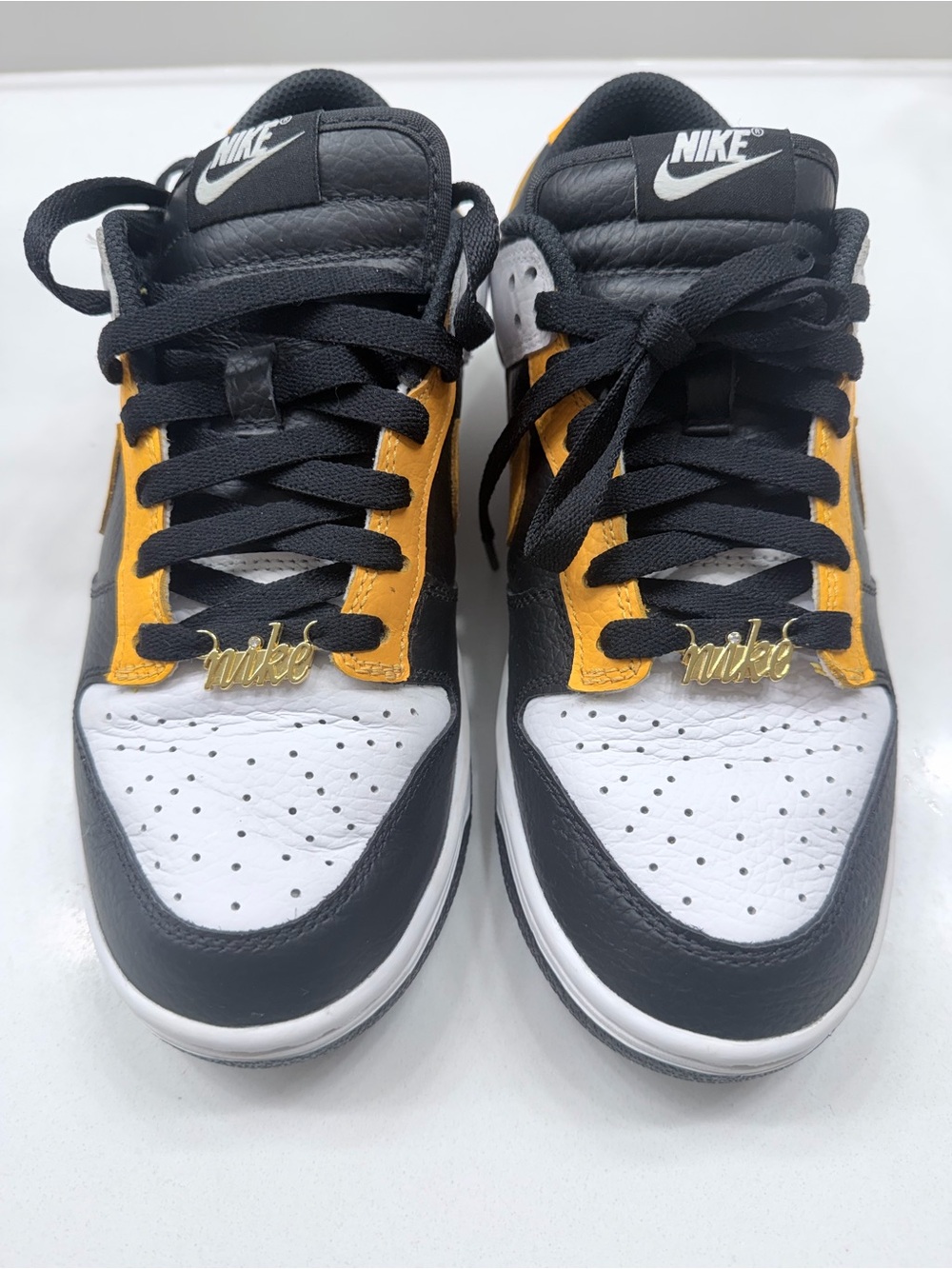 Nike Low-Top Athletic Sneaker - Black White Gold - Picture 2 of 13